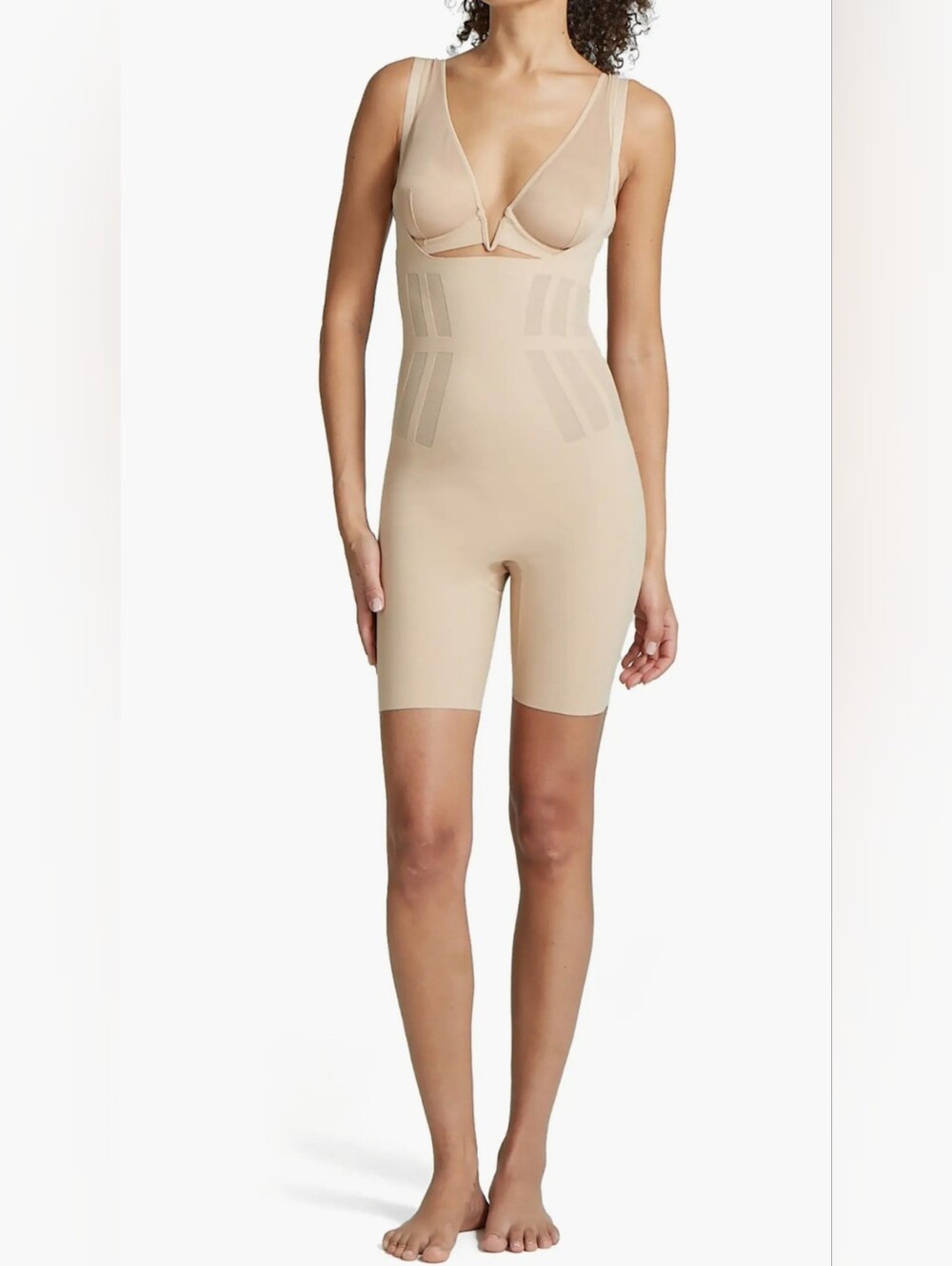 Commando Beige Luxe Control High Waist Open Bust Body Suit - Medium